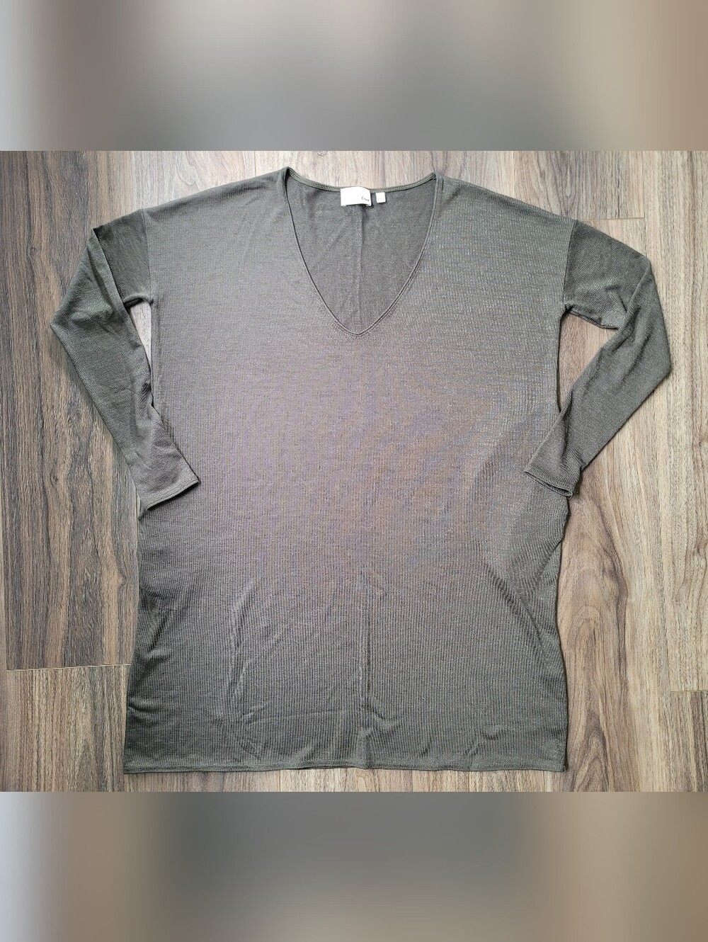 Wilfred Free Long Sleeve Shirt Dress With Pockets Deep Olive Silver Flex